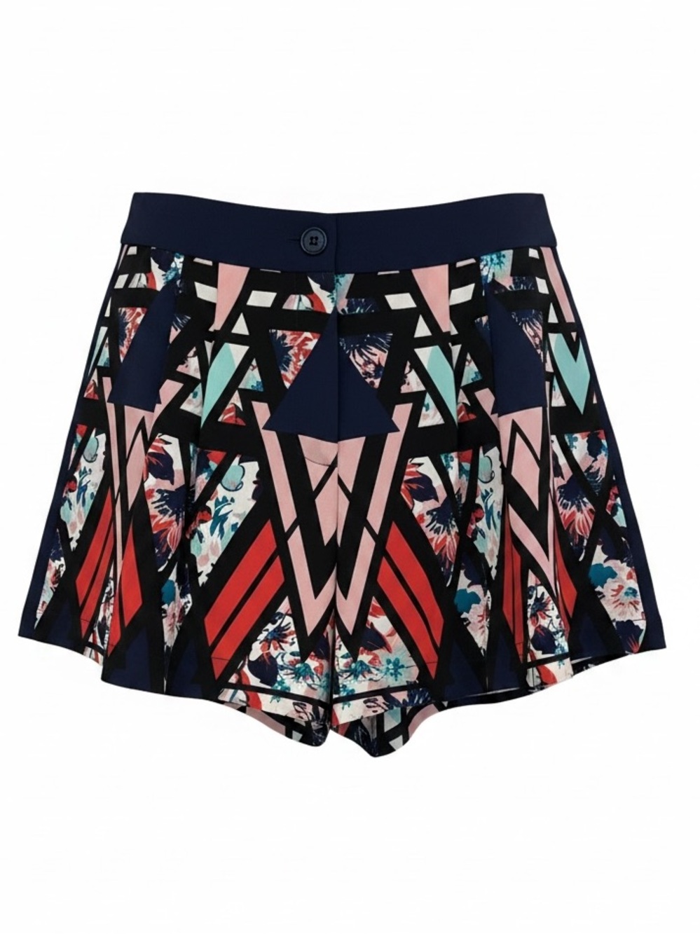 FIRE LOS ANGELES STAINED GLASS PATTERN HIGH RISE SHORTS MULTICOLORED SIZE SMALL